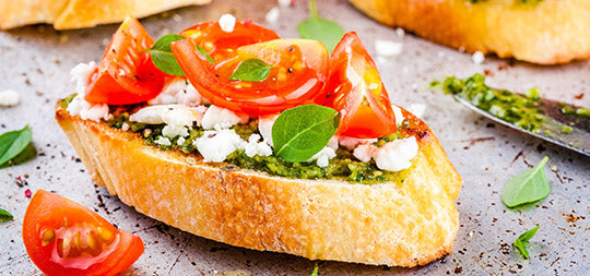 Pesto and Goat Cheese Crostini