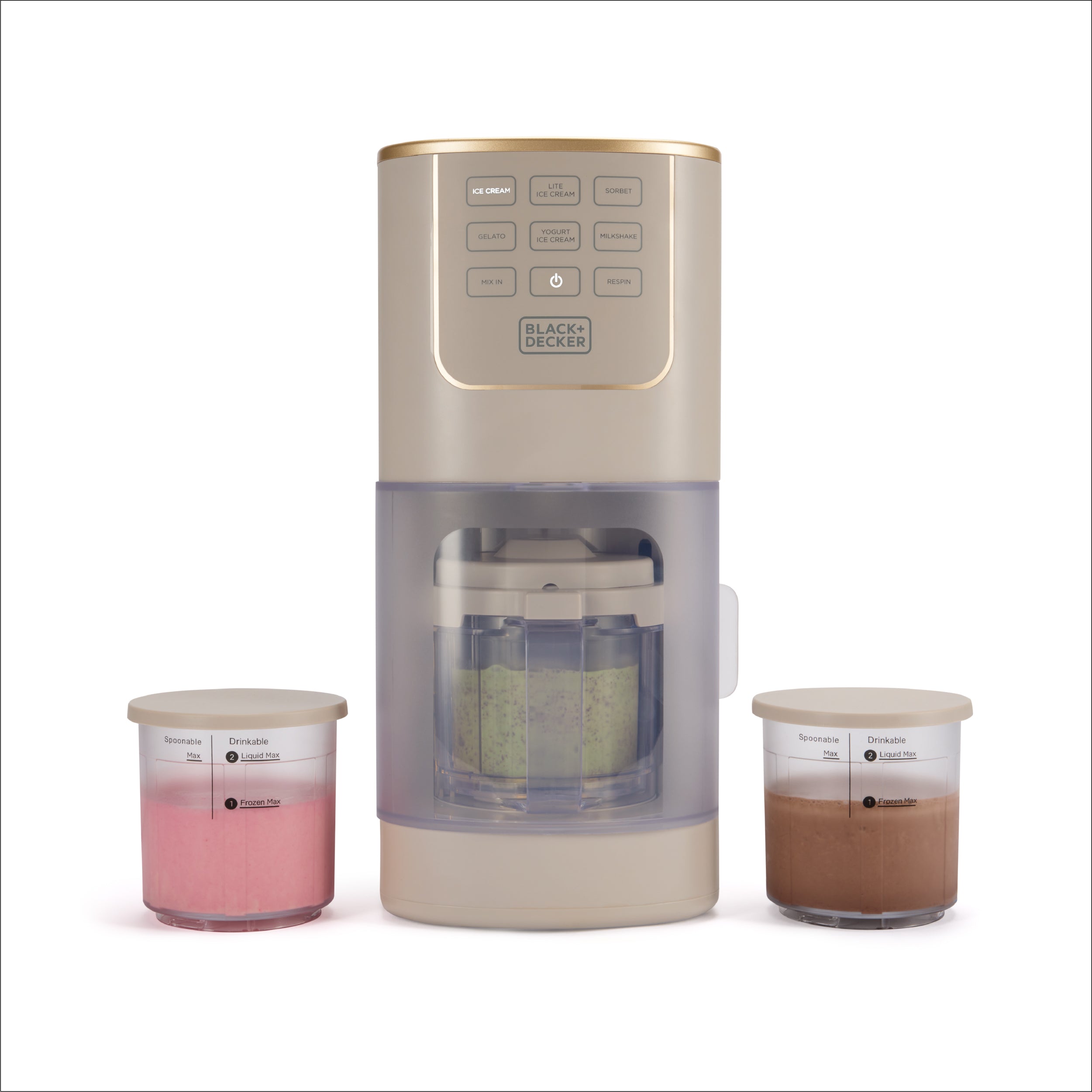 Black & Decker coffee maker with two cups on a white background