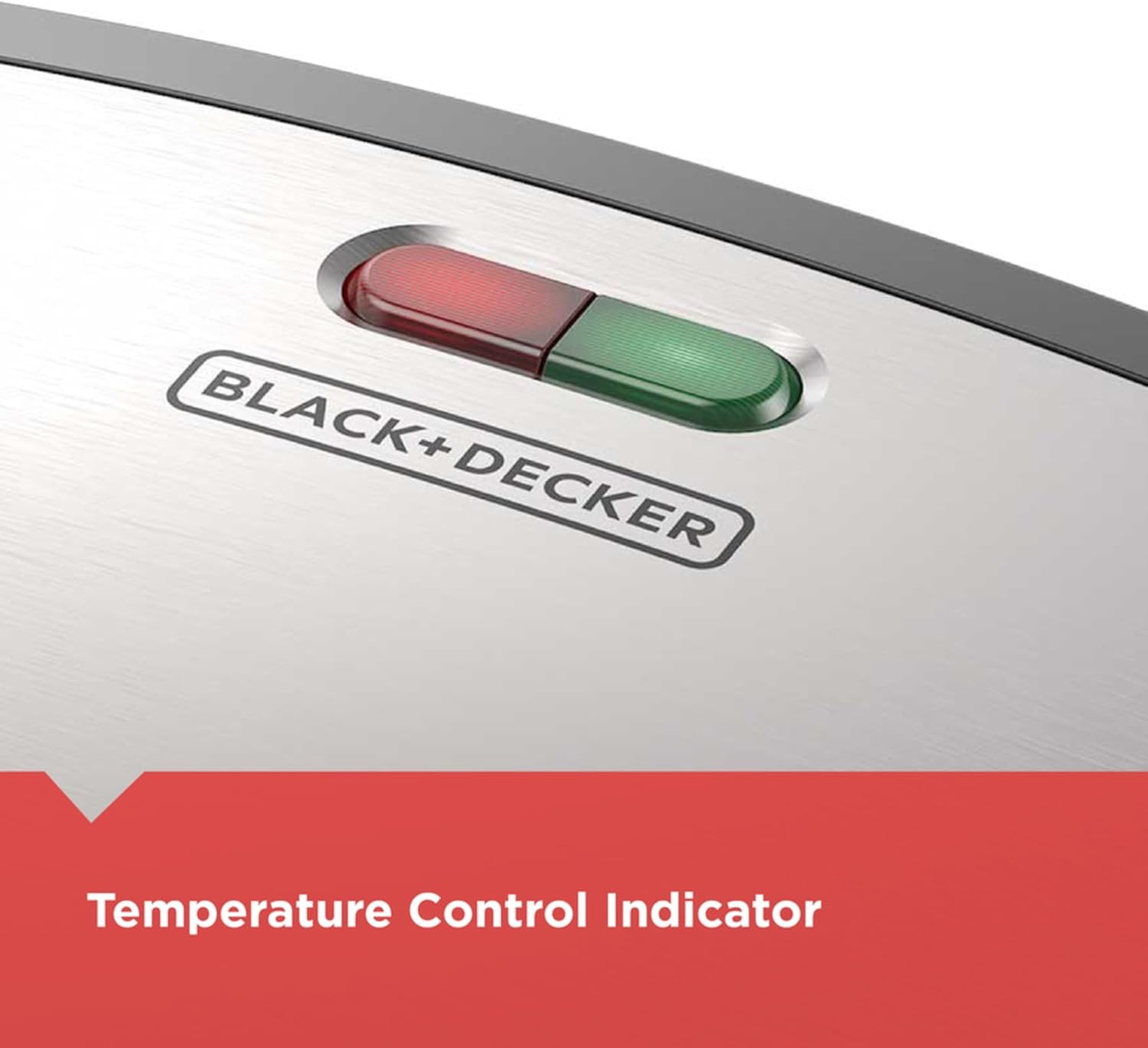 Black+Decker temperature control indicator on a white background