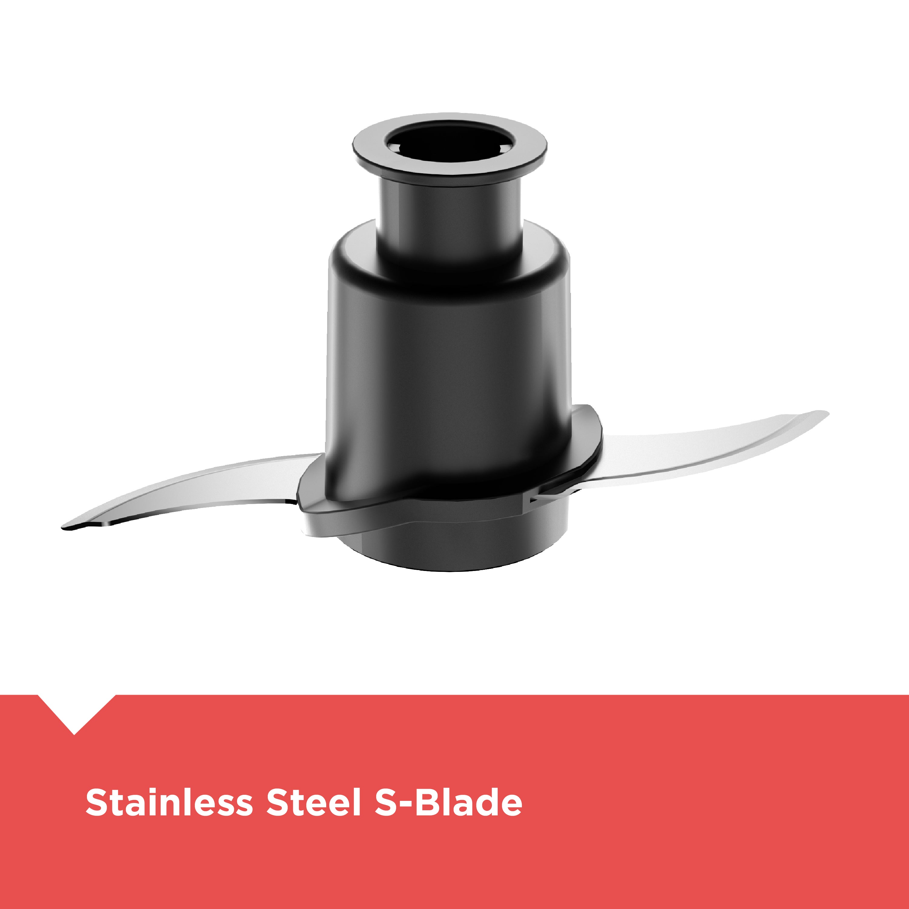 Stainless Steel S-Blade on a white background with red accent
