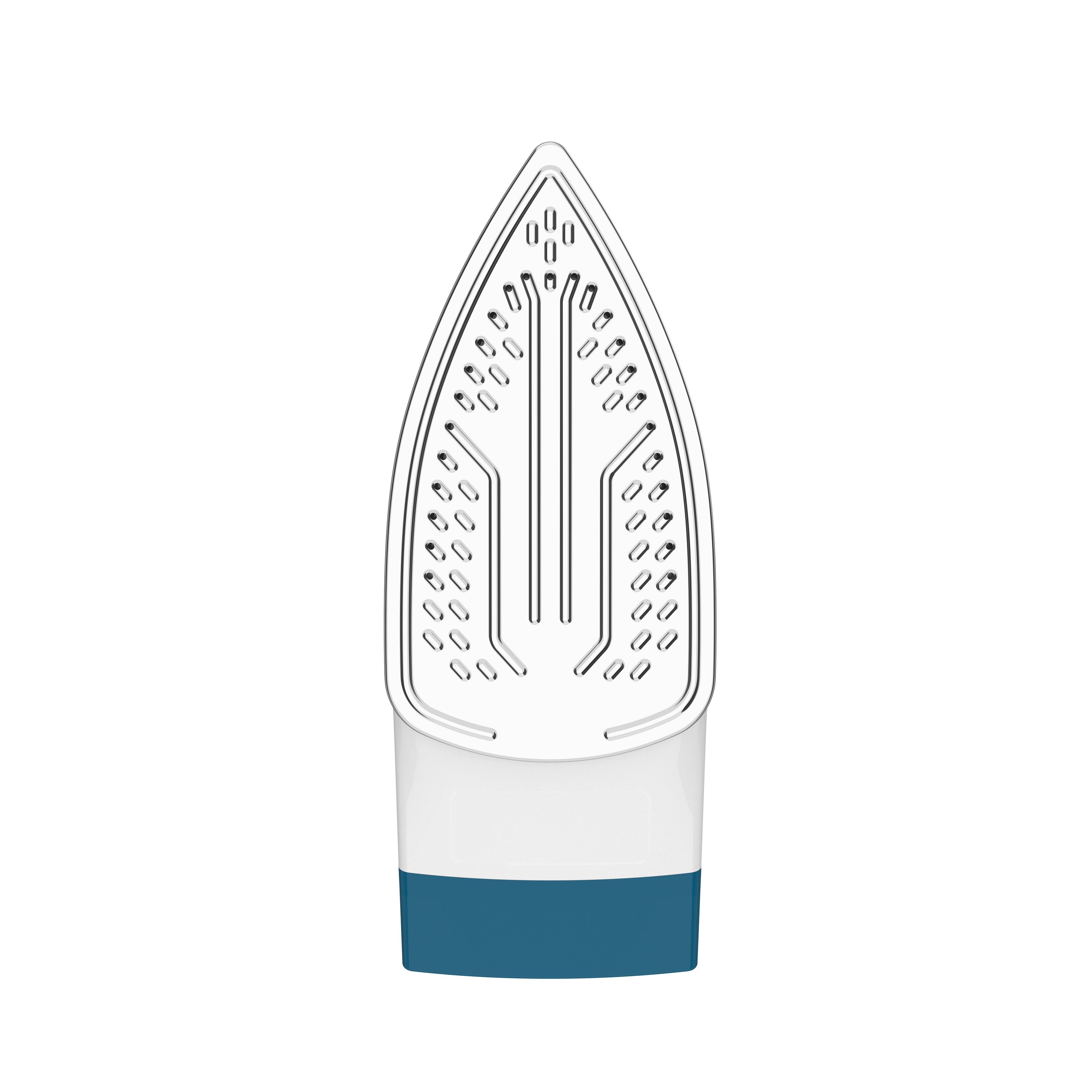 White iron with blue base on a white background