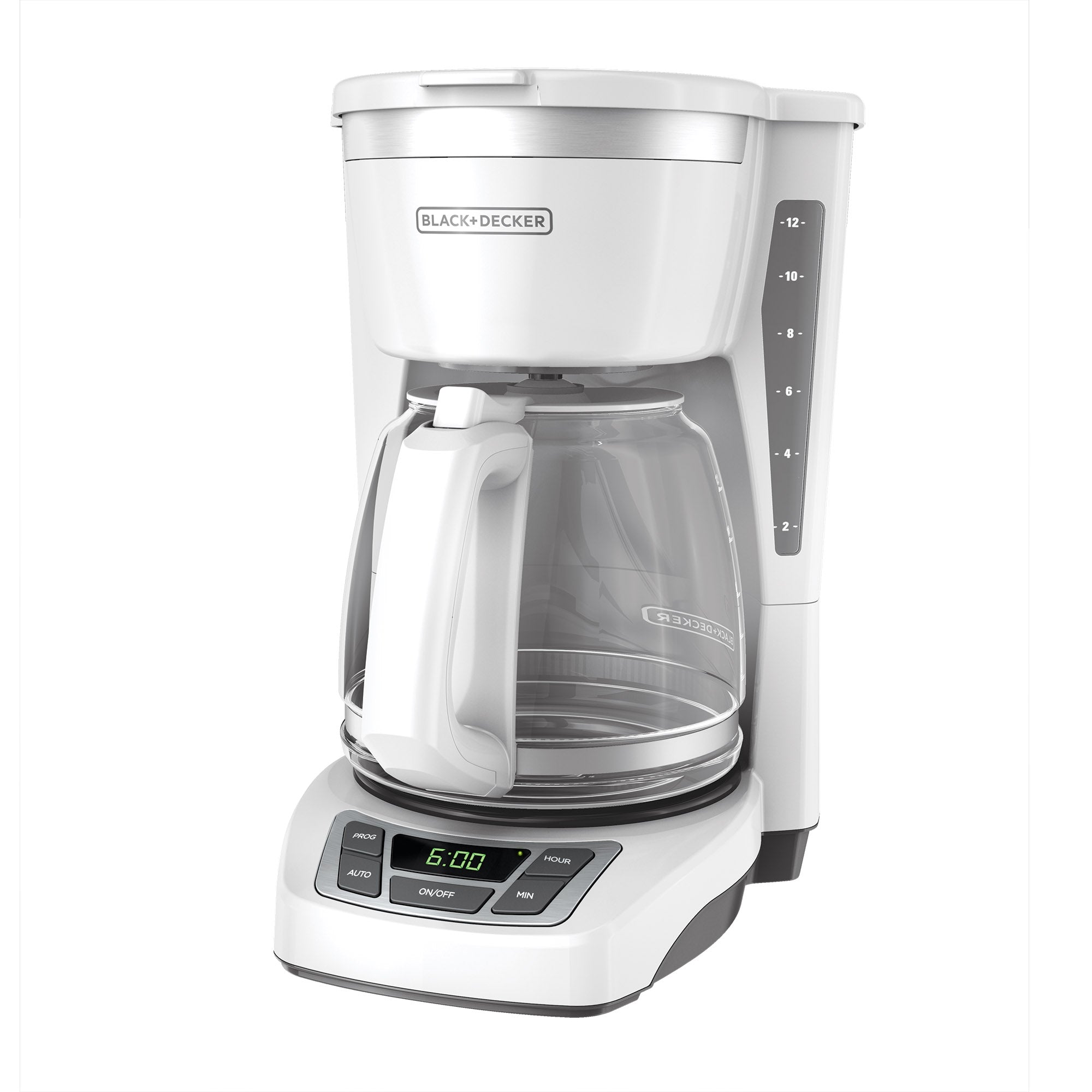 White Black & Decker coffee maker on a white background