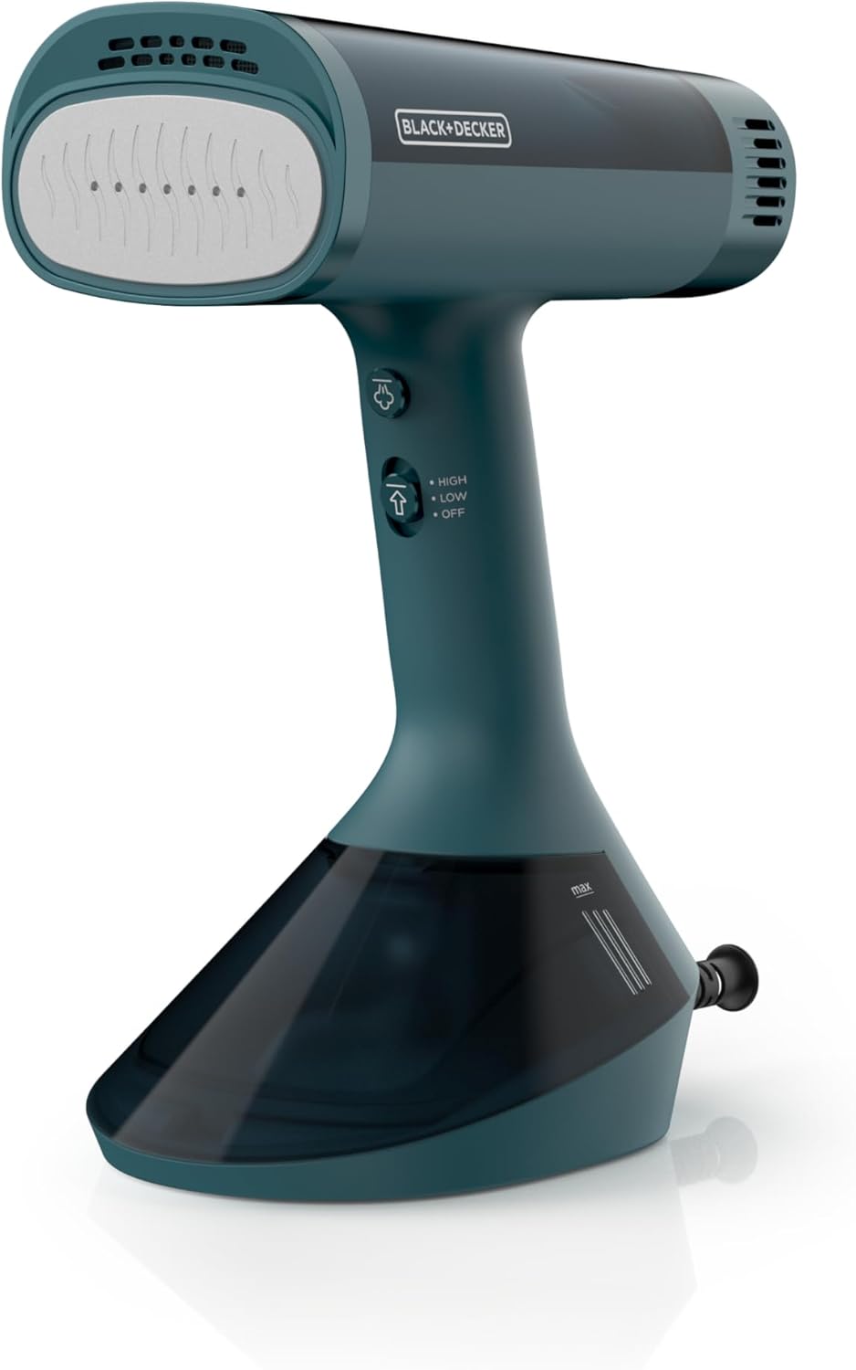 Black & Decker handheld steamer on a white background