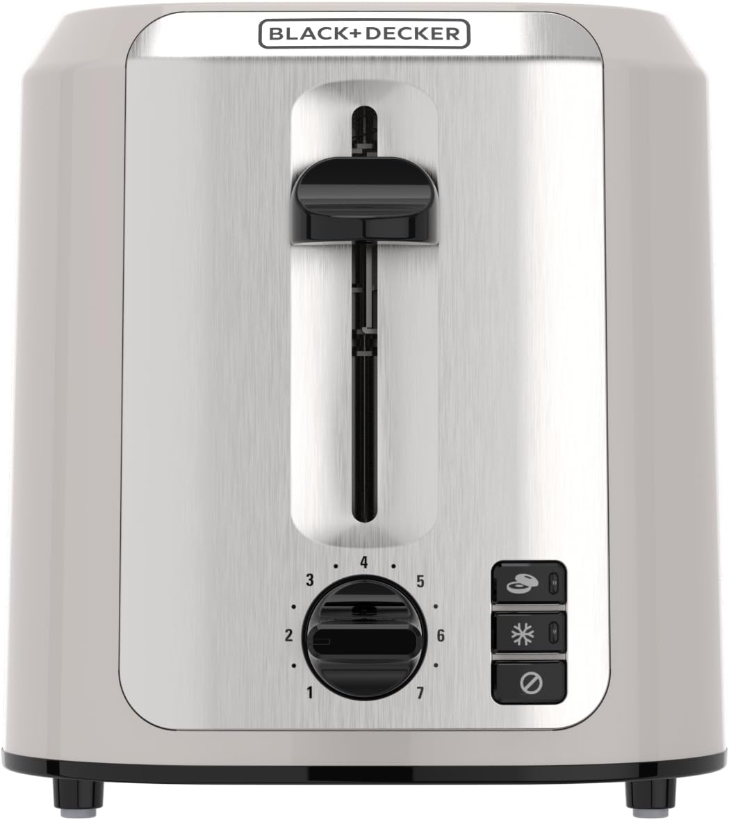 BLACK+DECKER 2-Slice Toaster with Extra-Wide Slots, Baked Stone