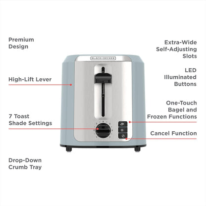 BLACK+DECKER 2-Slice Toaster with Extra-Wide Slots, Surf Spray