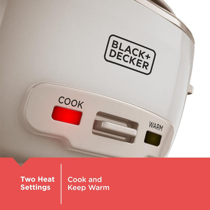 Black+Decker rice cooker with control panel on a white background