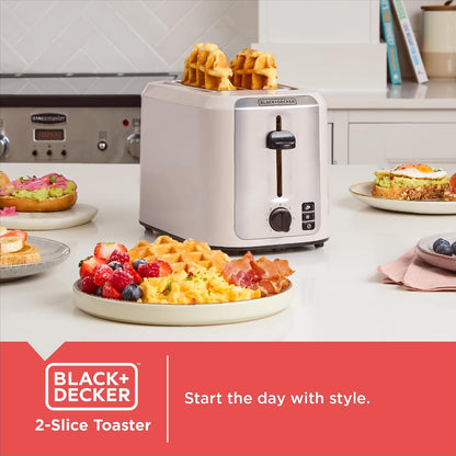 BLACK+DECKER 2-Slice Toaster with Extra-Wide Slots, Baked Stone