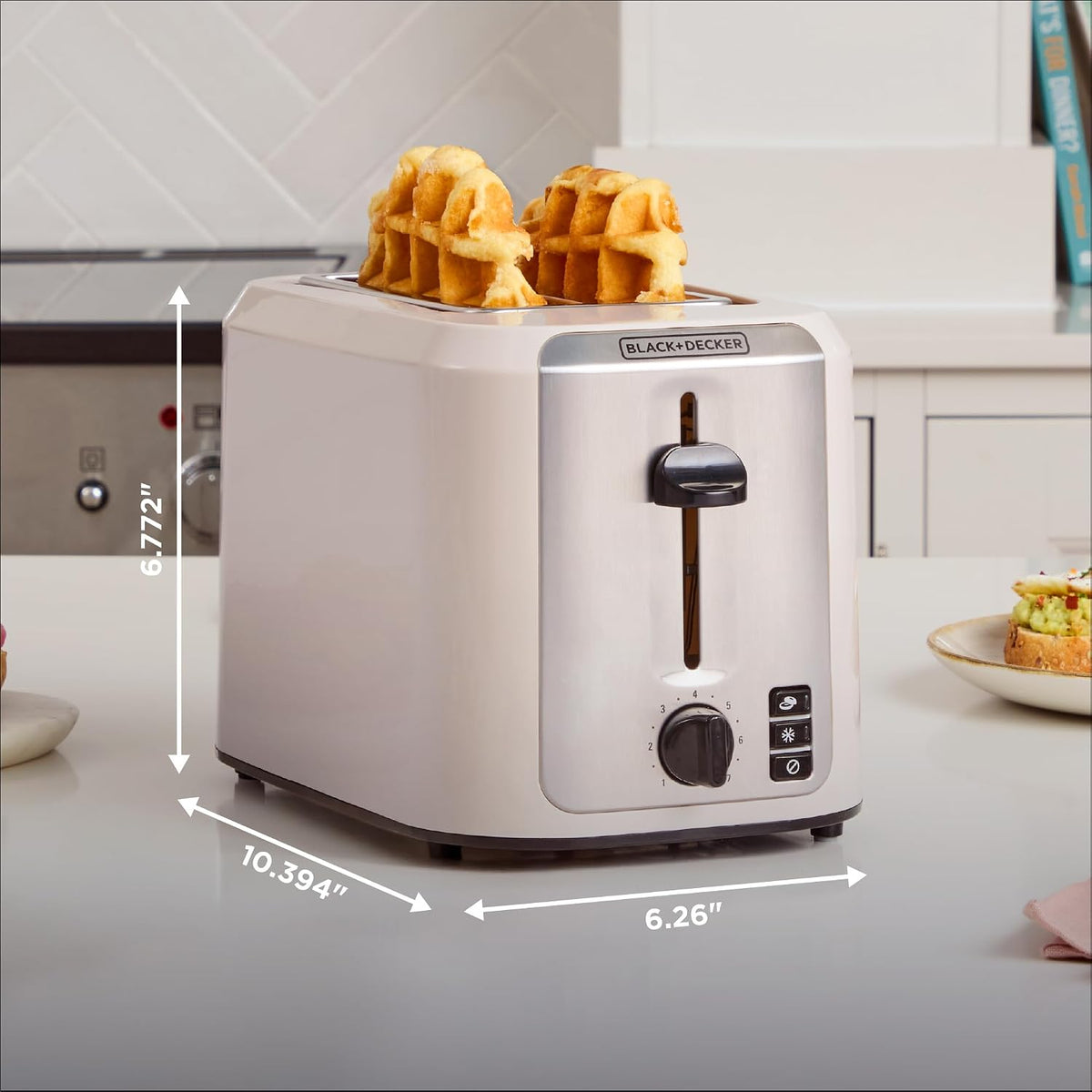 BLACK+DECKER 2-Slice Toaster with Extra-Wide Slots, Baked Stone