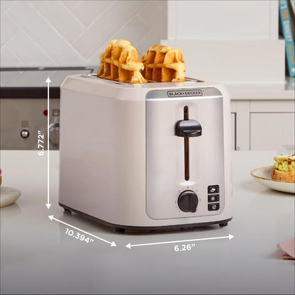 BLACK+DECKER 2-Slice Toaster with Extra-Wide Slots, Baked Stone