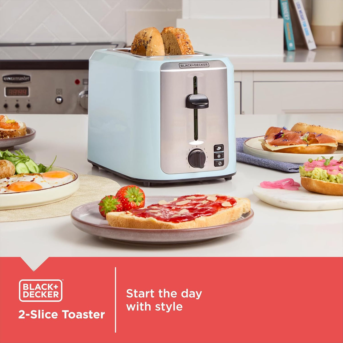 BLACK+DECKER 2-Slice Toaster with Extra-Wide Slots, Surf Spray