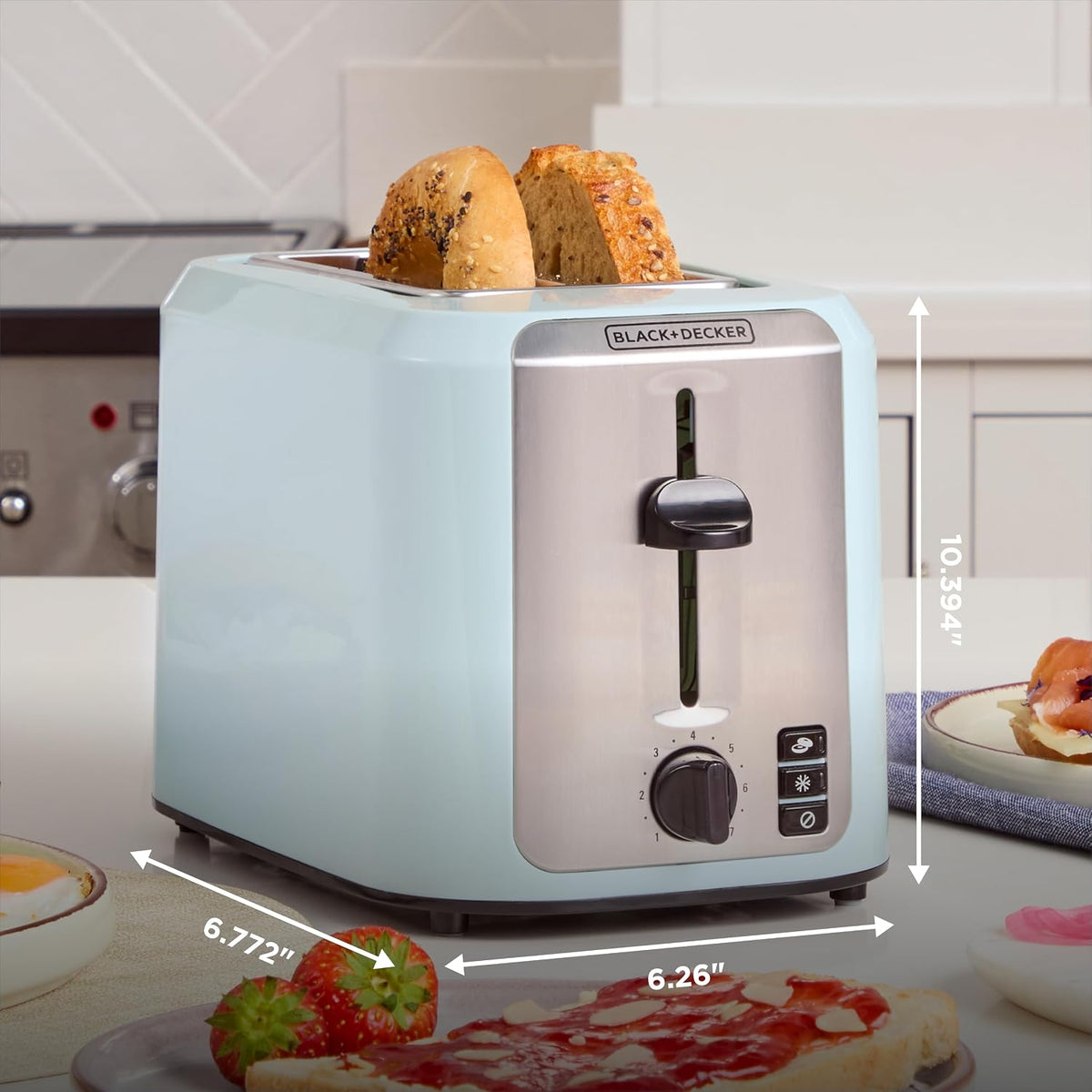 BLACK+DECKER 2-Slice Toaster with Extra-Wide Slots, Surf Spray