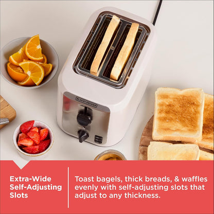 BLACK+DECKER 2-Slice Toaster with Extra-Wide Slots, Baked Stone
