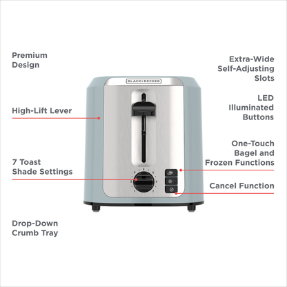 2-Slice Toaster, Surf Spray Blue