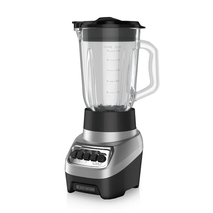 Blender with clear pitcher on a white background