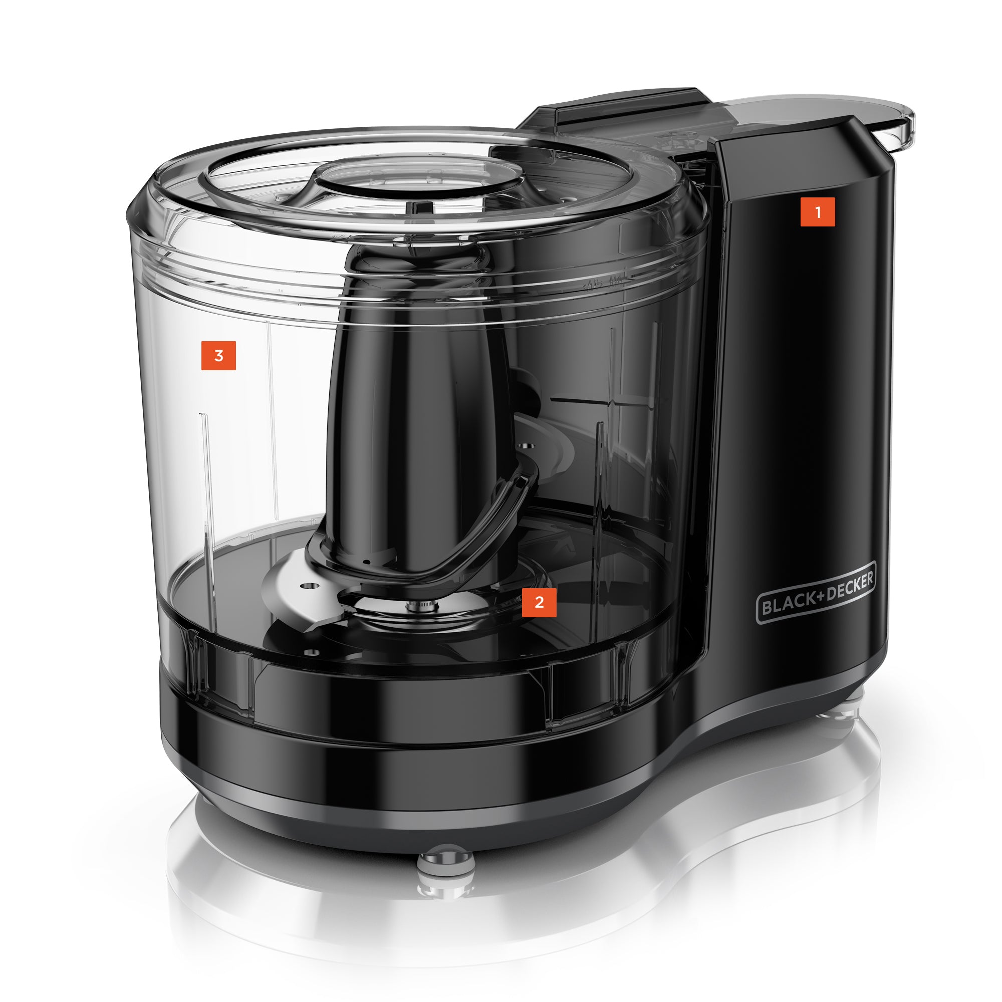 Black and Decker food processor on a white background