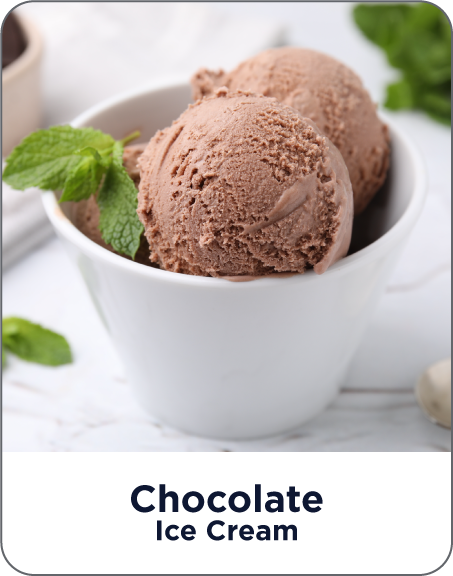 Two scoops of chocolate ice cream in a white bowl with mint leaves on a marble surface.