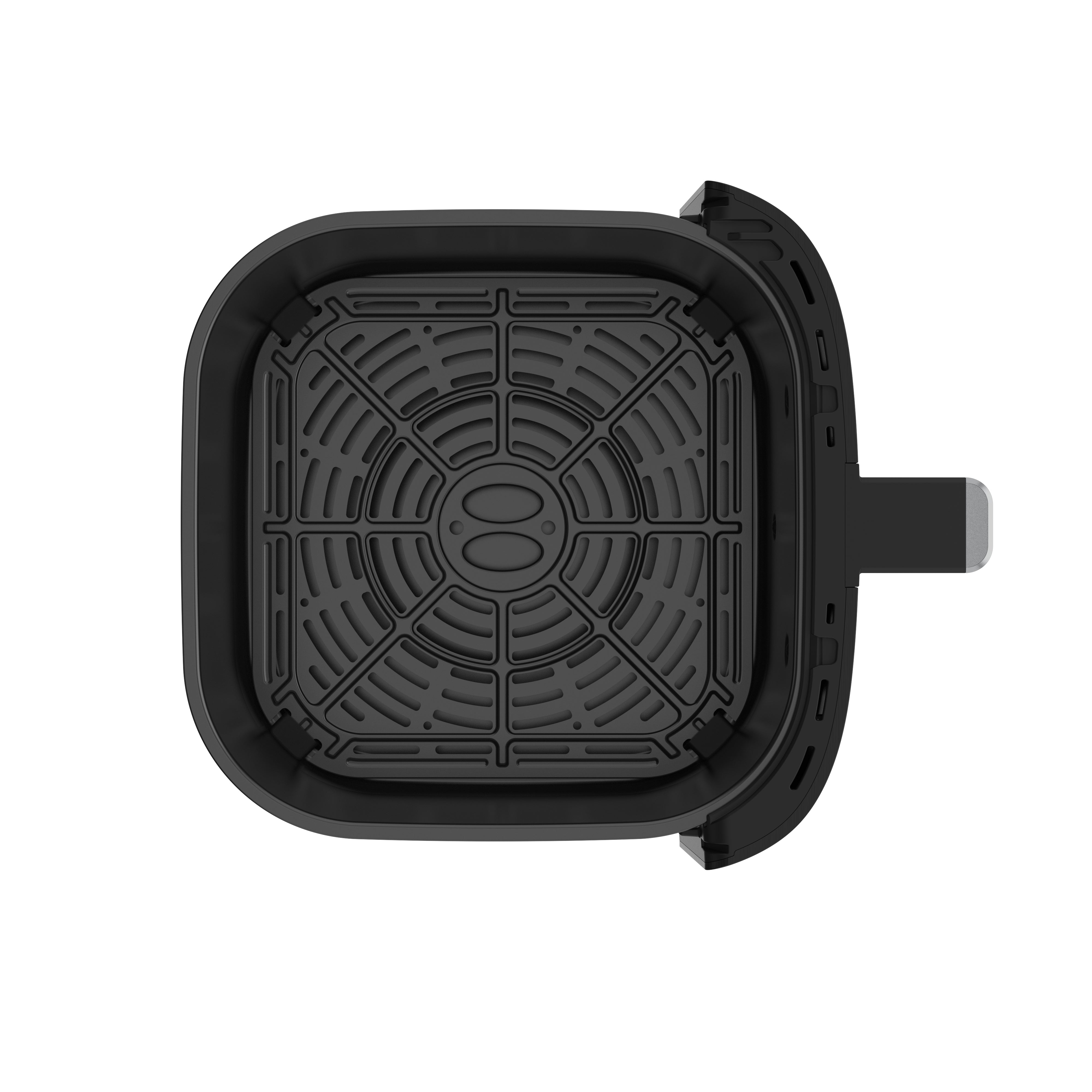 Air Fryer inner fryer basket over head image on white background