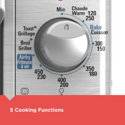 Control panel with cooking functions labeled on a white background