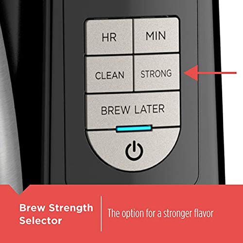Brew strength selector on a coffee machine with text indicating 'Strong' option.