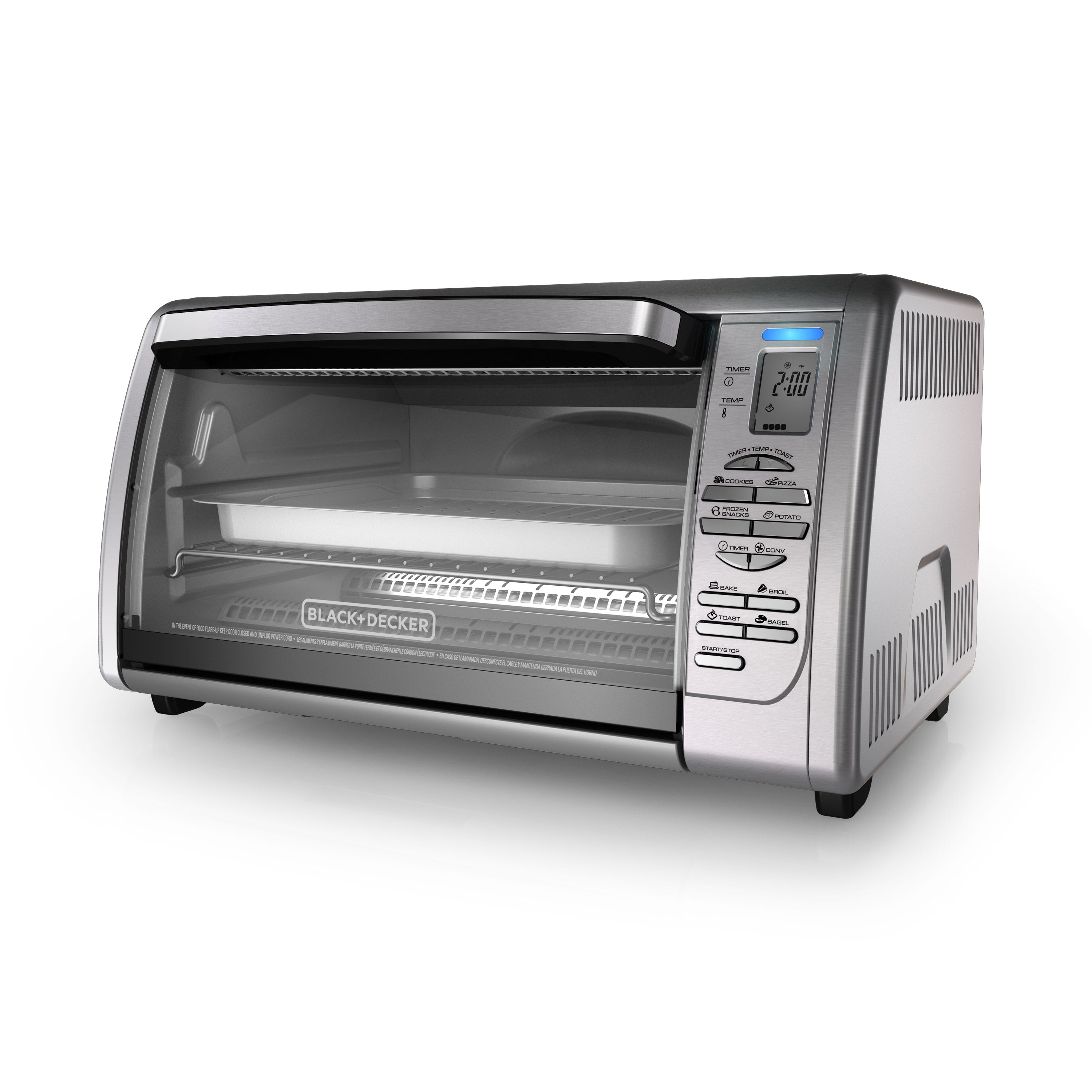 Black and Decker toaster oven on a white background