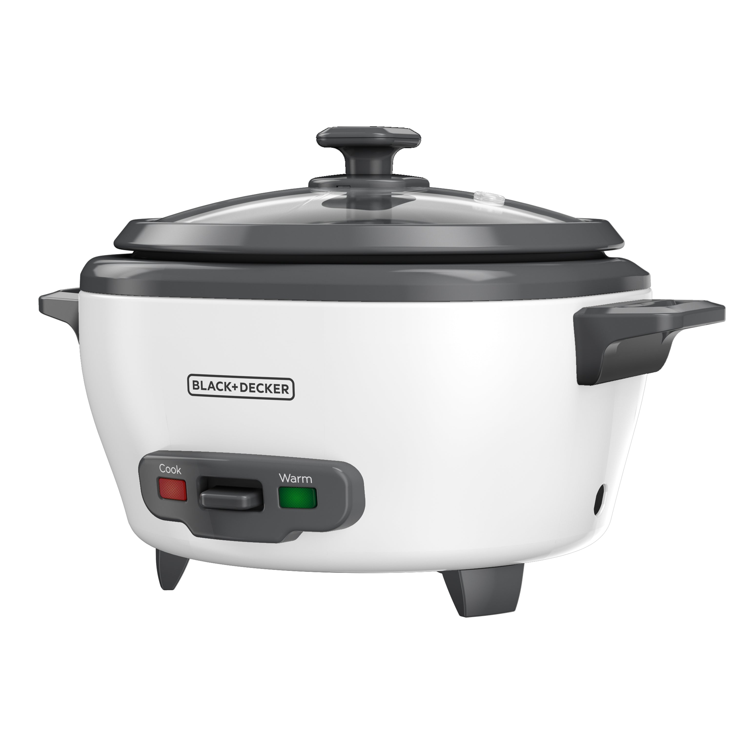 Black+Decker rice cooker on a white background