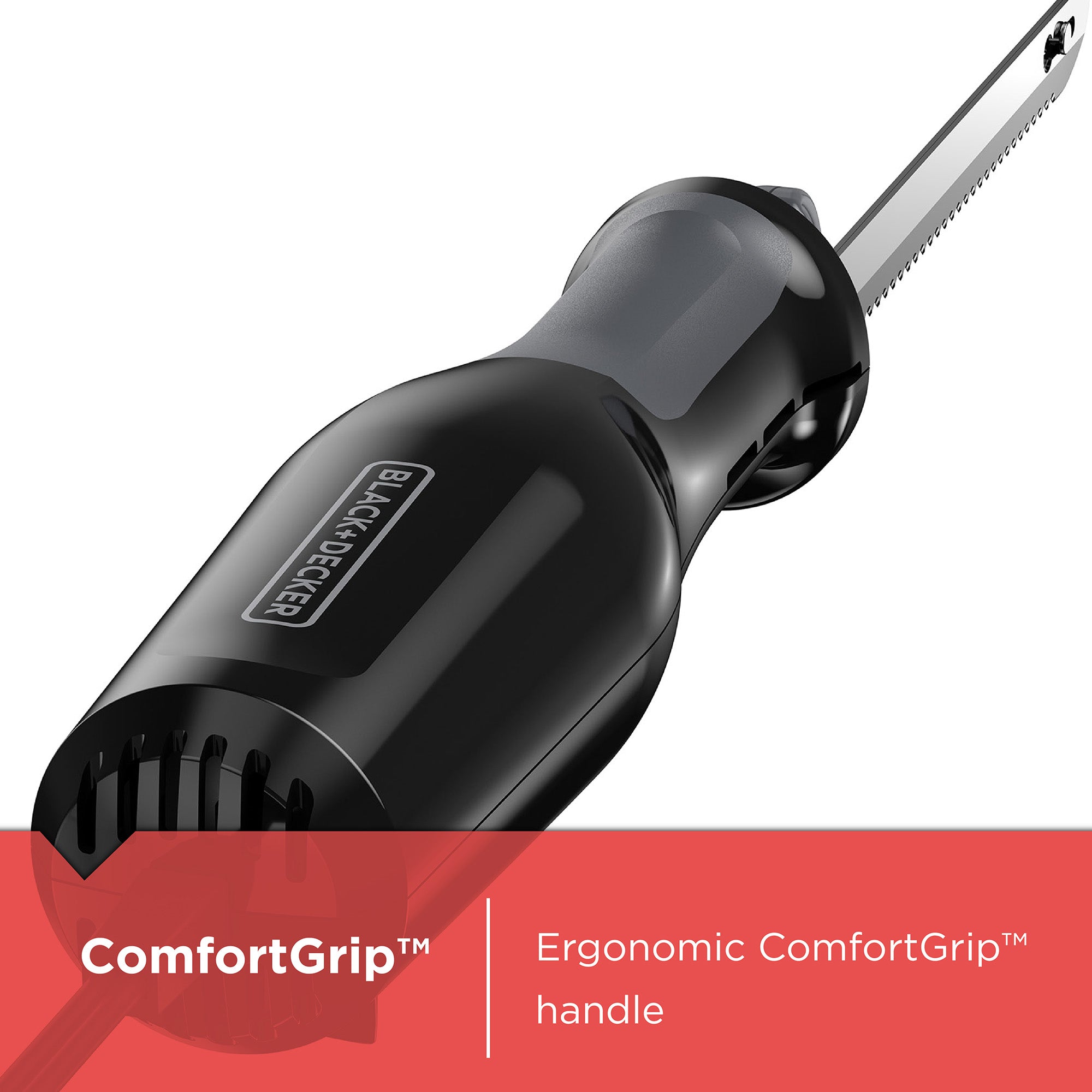 Black and Decker electric knife with ComfortGrip handle on a white background