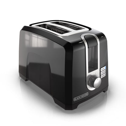 Black toaster with digital display on a white background