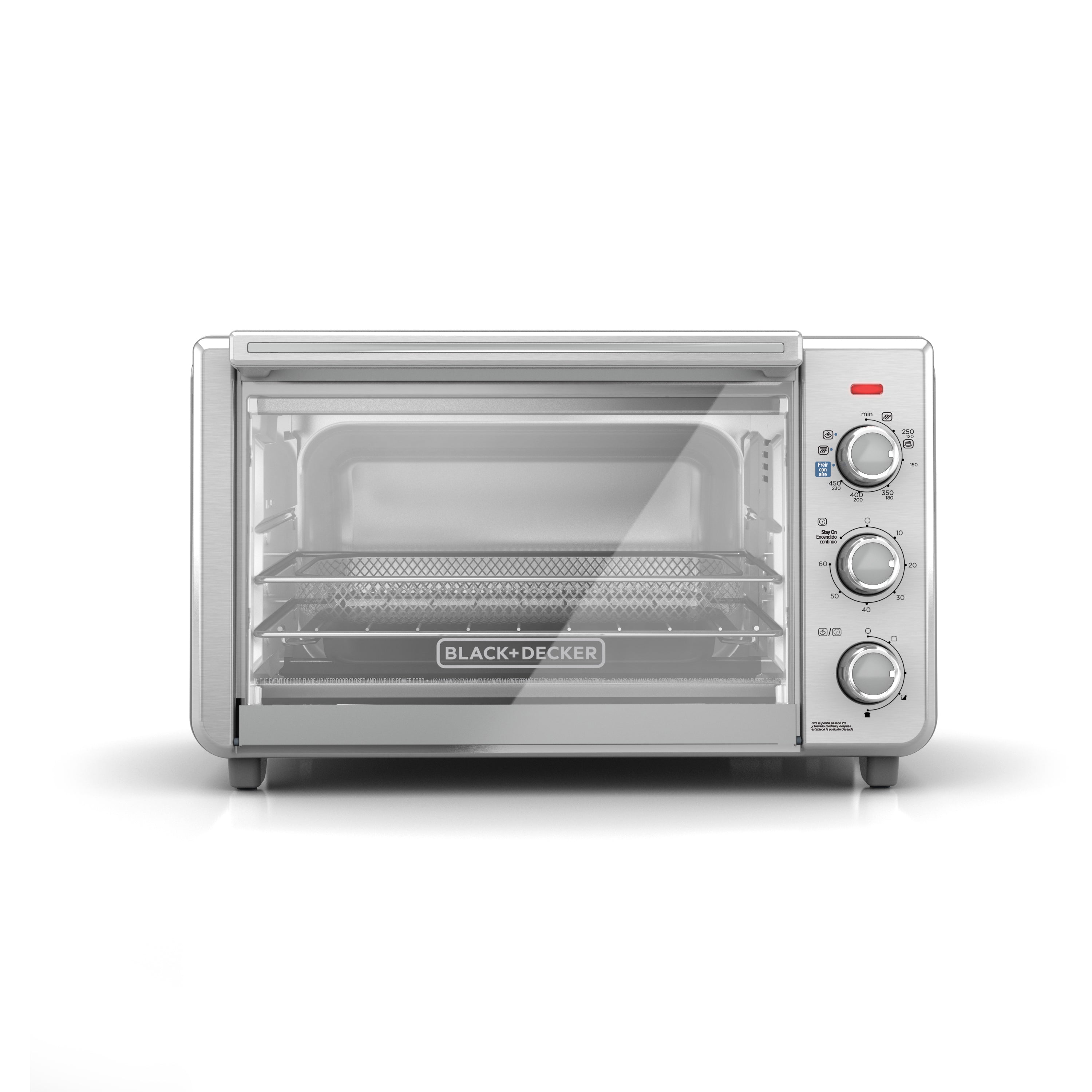 Black and Decker toaster oven on a white background