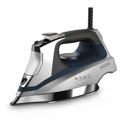 Black+Decker steam iron on a white background
