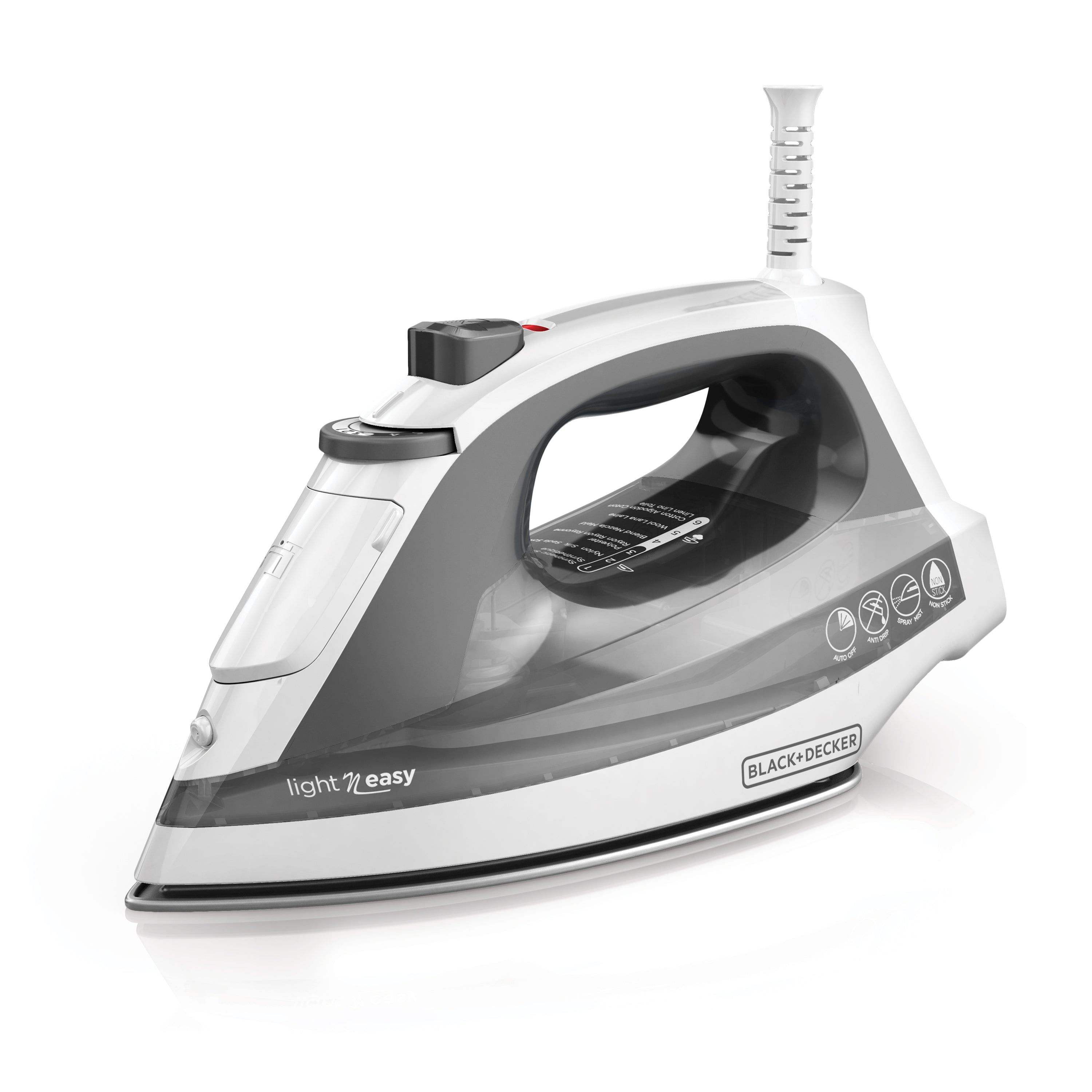 Black and Decker iron on a white background